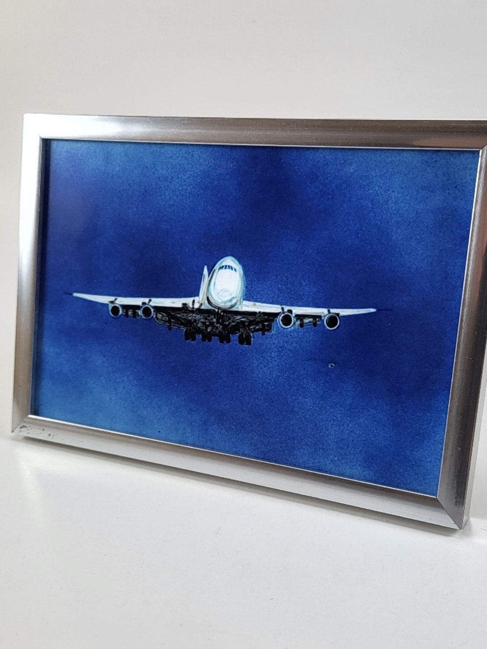 Commercial Airplane Art in Silver Frame